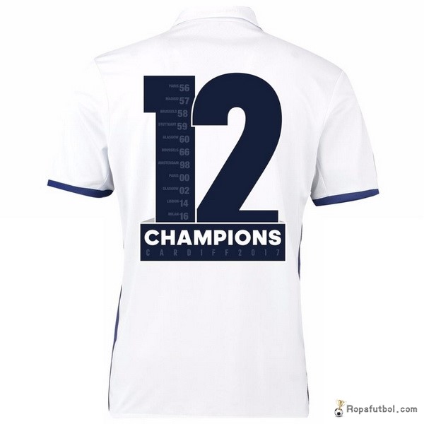 Camiseta Real Madrid Champions 12 Replica Primera Ropa 2016/17 Blanco